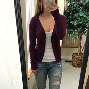 Maroon V-Neck Button Up Cardigan